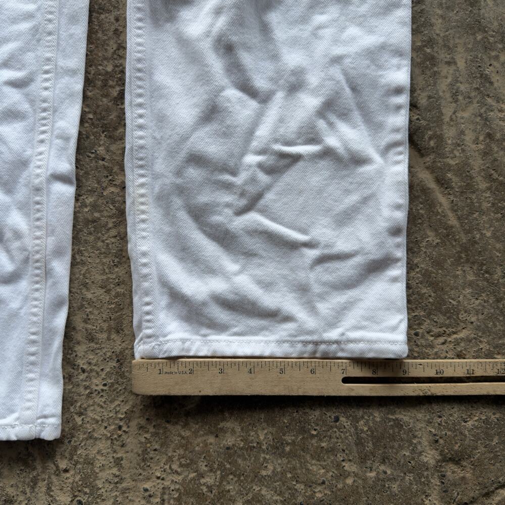 VTG 90S Y2K ANCHOR BLUE BAGGY WHITE JEANS SKATER WIDE LEG FTIS MENS 32X32 STAIN - Picture 6 of 7